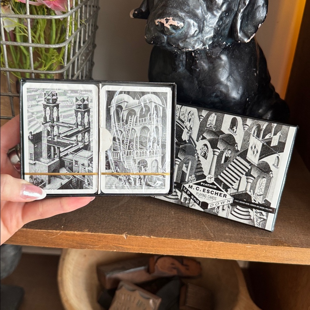 M.C. Escher Black and White Playing Cards Gift Set NEW